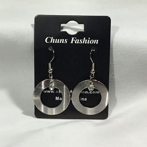 Textured Circle Dangle Earrings (UC3) - Picture 2 of 7